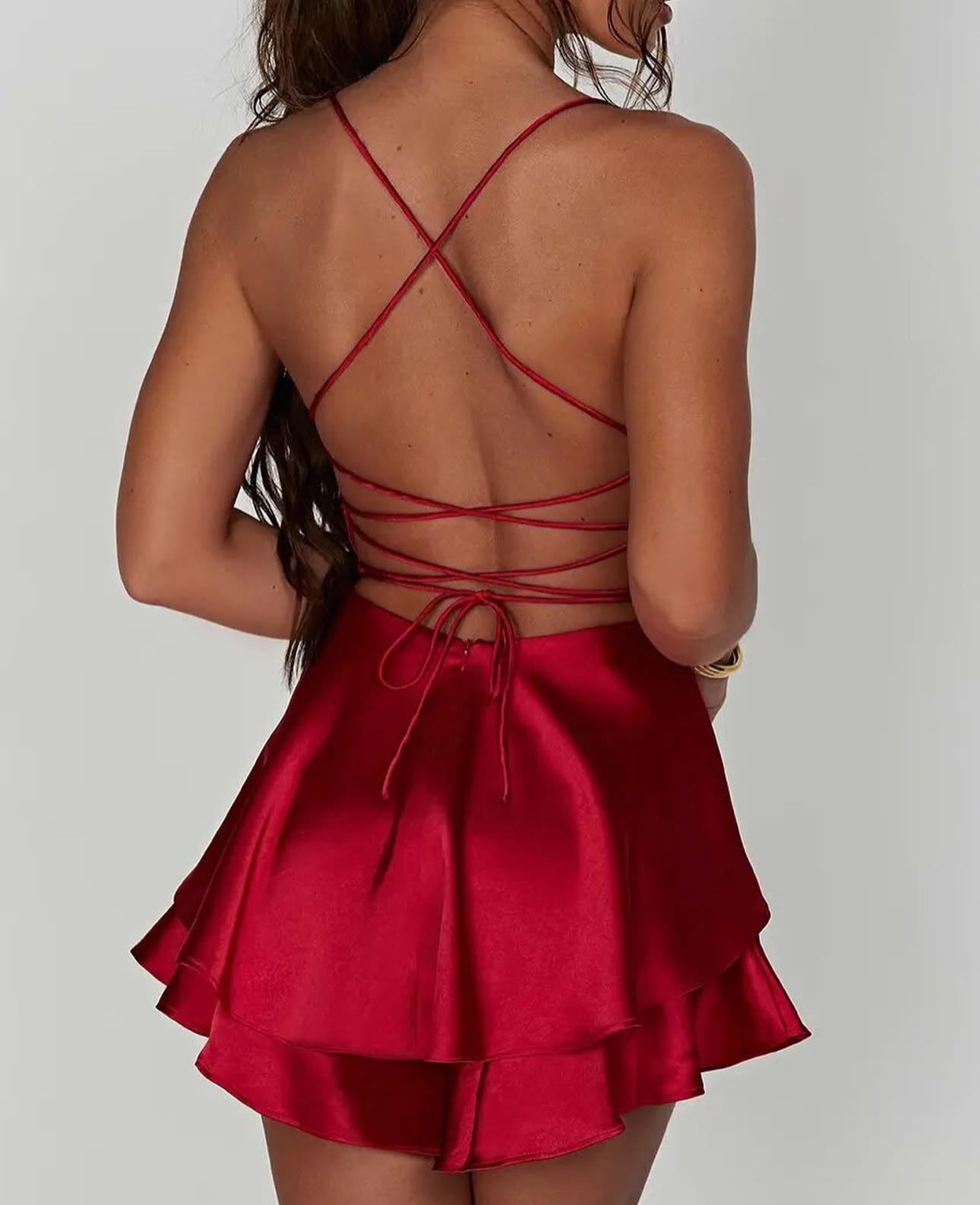 ISABELLA Satin Sleeveless & Backless Mini Dress
