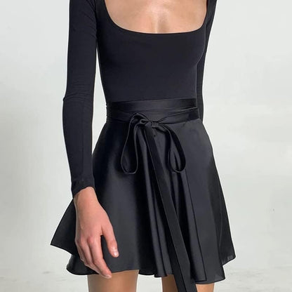 IRIS Satin Mini Wrap Skirt