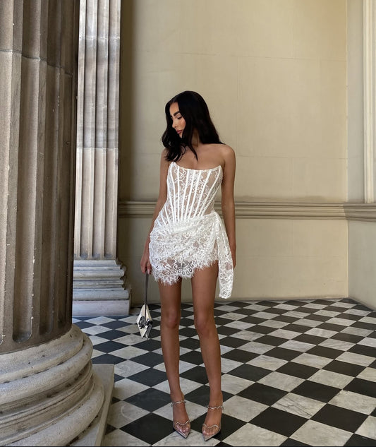 LANA Strapless Lace Mini Dress