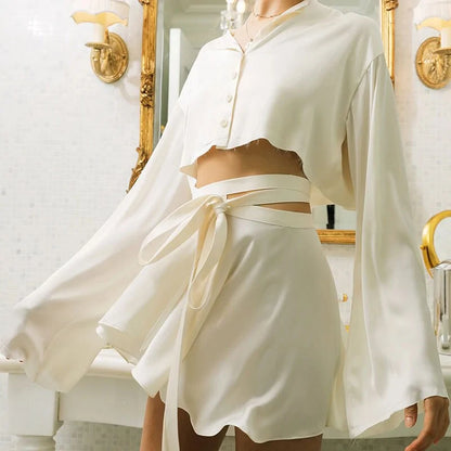 IRIS Satin Mini Wrap Skirt