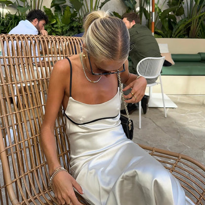 ELLA Backless Lace-up Maxi Dress