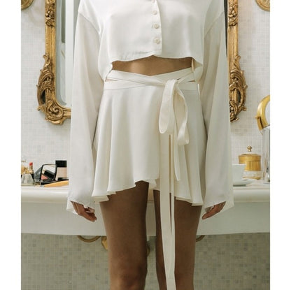 IRIS Satin Mini Wrap Skirt