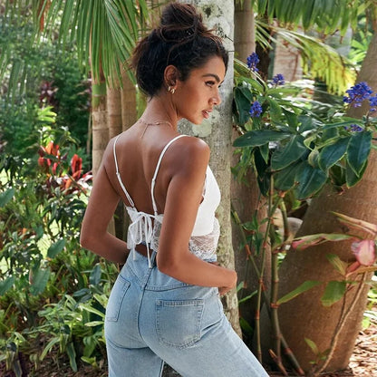 PAULA Lace V-neck Crop Top